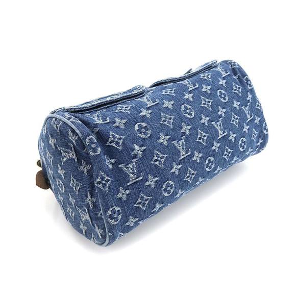 Louis Vuitton Monogram Denim Neo Speedy Hand Bag Canvas Leather Blue - Picture 4 of 7